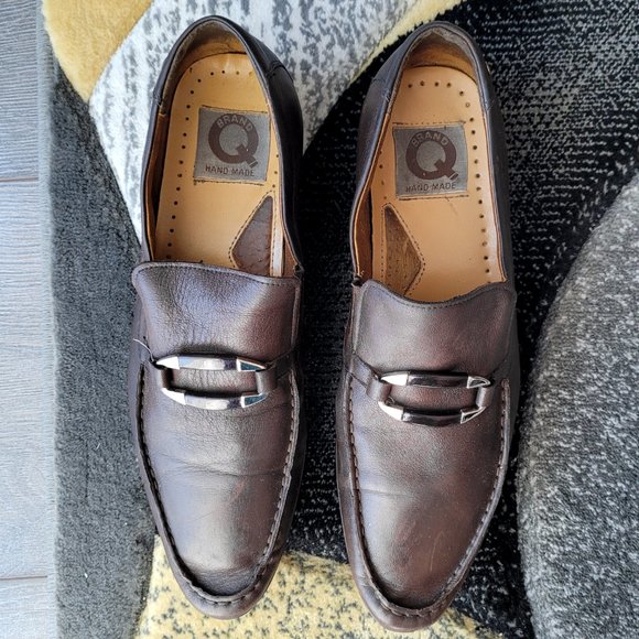 Brand Q Handmade Luxury Italian Brown Leather Almond Toe Moccasins